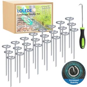 Landscape Staples Set（150Pcs） Thickened 6 Inch 8 Gauge Galvanized Garden Pins Set, Anti-Rust Heavy Duty Circle Top Metal Stakes for Weed Barrier, Lawn Edging & Landscaping