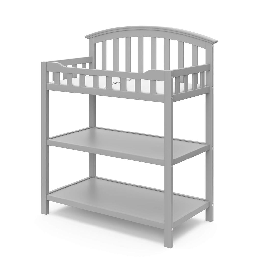 Graco Changing Table with Water-Resistant Changing Pad (Pebble Gray) GREENGUARD Gold Certified, Multi Storage Nursery Changing Table for Infants and Babies