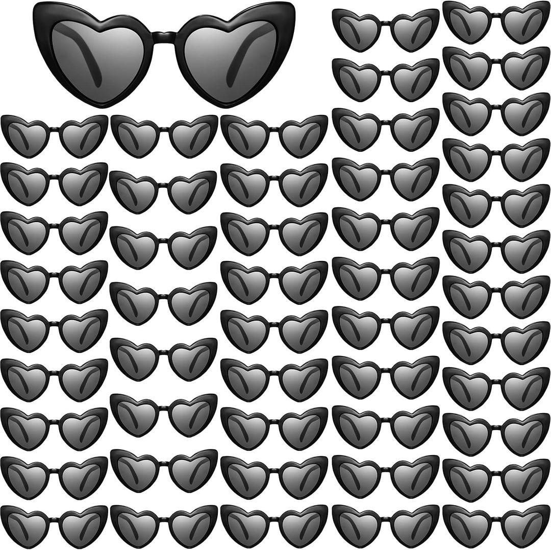 Sieral 50 Pairs Heart Shaped Sunglasses Vintage Heart Sunglass Bride Women's Sunglasses Retro Glasses for Wedding Party