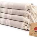 Bazaar Anatolia Hand Towels | 6"×3 ft Decorative Turkish Hand Towel for Bathroom, 100% Cotton, Kitchen, Face, Hair, Tea, Dishcloth, Guest Towels Cream - Stripe Beige