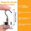 MIN CI Magnetic Hooks Heavy Duty, 35lb+ Strong Magnetic Wall Hooks for Hanging, Neodymium Metal Magnets with Hooks Large Magnetic Hooks, for Classroom Cruise Fridge Kitchen, Pack of 12