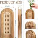 Dnnnii 2 Pack Wooden Wall Vase Set - Brown Finish Hollow Rattan Modern Farmhouse & Boho Wall Decor for Entryway, Hallway, Bathroom, Living Room, Dining Room, Narrow Spaces