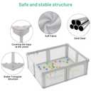 Baby Playpen, 73" x 61" Large Foldable Playpen with Mat for Babies and Toddlers, Play Pen with Soft Breathable Mesh, Ocean Balls and Pull Links, Baby Playard for Indoor & Outdoor, Gray
