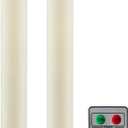 Flameless Taper Candles Flickering with Remote and Timer, 3D Moving Flame Taper Candle Battery Operated to 400 Hours, 9 Inch Window Candles, (Ivory)