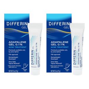 Differin Acne Treatment Gel, 60 Day Supply, Retinoid Treatment for Face with 0.1% Adapalene, Gentle Skin Care for Acne Prone Sensitive Skin, 15g Tube (Pack of 2) (Packaging May Vary) Differin Acne Treatment Gel, 60 Day Supply, Retinoid Treatment for Face with 0.1% Adapalene, Gentle Skin Care for Acne Prone Sensitive Skin, 15g Tube (Pack of 2) (Packaging May Vary)