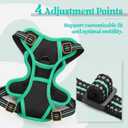 rabbitgoo Dog Harness No Pull with 2 Leash Clips, Adjustable Soft Padded, Reflective Oxford No Choke Pet Vest with Easy Control Handle for Puppy, Black & Turquoise, XS