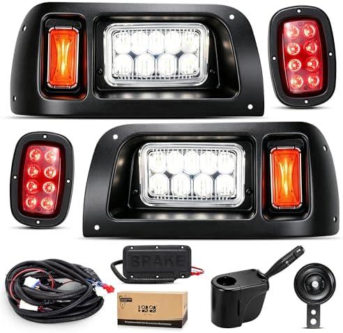 Club Car DS Golf Cart 12V Headlight & Tail Light Kit with Turn Signals & Brake Lights, Fits Gas & Electric Models