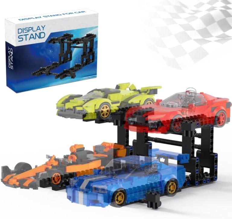 Display Stand for Lego Speed Champions Building Kit, 2 Layer Stand for Lego Car 77242 76923 76934 77240 77239 76914 76917 Model with Driver's Display, Collectible Gifts for Adults