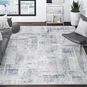 Eleisa Modern Abstract 6x9 Area Rug for Living Room, Grey & Light Blue, Non-Slip Stain Resistant Washable Rug, Abstract Vintage Home Decor Carpet for Bedroom, Kitchen, Dining Room