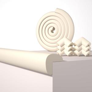 6.56FT L-Shape Baby Corner Protector Guards, Pre-Taped, 0.47''Thick | Edge Safety Bumpers for Furniture & Sharp Table Corners, with 6 Corners, Waterproof Soft Foam Adhesive Guard Cushion, Beige
