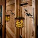 Solar Lantern Outdoor Hanging Lights Gifts for Women Mom Metal Garden Decor Outside Waterproof LED Lanterns for Patio(Butterfly-2pack)