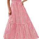 PRETTYGARDEN Womens Summer Dress Casual Square Neck Ruffle Strap Gingham Smocked Midi Flowy A Line Beach Vacation Sun Dresses (Medium, Wine Red)