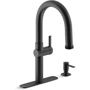 Kohler R22153-SD-BL Rune Single Handle Kitchen Faucet with Pull Down Sprayer and Soap Dispenser, Matte Black Kohler R22153-SD-BL Rune Single Handle Kitchen Faucet with Pull Down Sprayer and Soap Dispenser, Matte Black