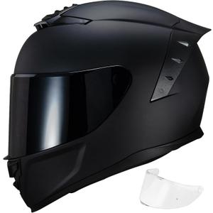 Full Face Motorcycle Helmet,Helmets for Adults Motorcycle, MG611 Motorbike Racing Street Bike Helmets with Black Visor for Men Women,DOT Approved (Matte Black-B, M)