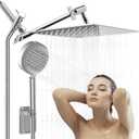 Shower Head with Handheld Combo 10" Chrome High Pressure Rain Shower Head 11" Adjustable Extension Arm and 5 Settings Adjustable SUS 304 Handheld Showers with 59" Hose, 2-in-1 Shower Holder