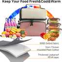 Insulated Lunch Box Dual Compartment Lunch Bag Leakproof Cooler for Men Women with Adjustable Strap,for Work, Picnic, Beach, Camping, Travel (Pink Beige,12L)