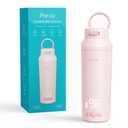 Paruu Portable Bottle Warmer for Travel, Easy-Clean Wide Mouth, Portable Milk Warmer with Fast Heating for Night Feeding, 7-Temp Control, Large 12oz Capacity, Ideal Gifts for New Parents, Pink