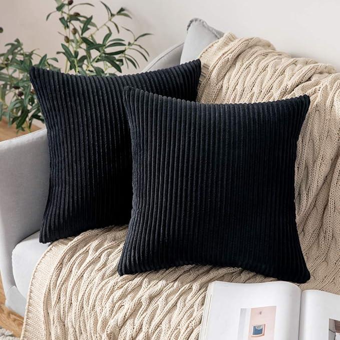 MIULEE Pack of 2 Corduroy Soft Soild Decorative Square Throw Pillow Covers Cushion Cases Pillow Cases for Couch Sofa Bedroom Car 20 x 20 Inch