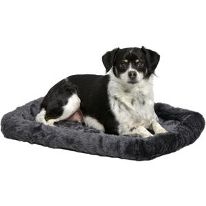 MidWest Homes for Pets QuietTime Dog Bed  Gray Faux Fur Bolster, Ultra-Soft and Machine Washable, Fits 24-Inch Crates and Carriers, for Small Breed Dogs (Grey)