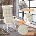 Rocking Chair Cushion - Soft Chenille Fabric Seat Pad with Tufted Design, Non-Slip Bottom and Secure Ties, for Nursery Glider, Adirondack and Indoor Rocker Chair, 44x19x4 Inch, Oyster White