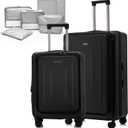 Premium Carry On Luggage, 20Inch+29 Inch Top Opening Airline Approved ABS+PC Hard Shell Suitcases with Silent Wheels, TSA Lock,Front Pocket and Wet-dry Separated Six-piece Set (Black)