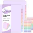 SKYDUE 8 Tab Write & Erase Plastic Dividers for 3 Ring Binders, 2 Sets