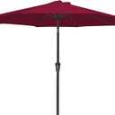 MEWAY 9ft Patio Umbrella Outdoor Table Umbrellas with Push Button Tilt and Crank, Market Umbrella 8 Sturdy Ribs for Deck, Garden, Pool and Backyard, Dark Red