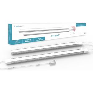 Under Cabinet Lighting Plug in, 20 Inch 2 Pcs Kitchen Counter Lights, 4000K Super Bright 1280LM, 8W each Ultra Thin LED Under Cabinet Light Bar for Cupboard, Shelf, Sink, Workbench