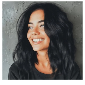 Black Short Wavy Wigs for Women Black Bob Wig Middle Part Lace Hairline Natural Looking Synthetic Heat Resistant Fiber Hair for Everyday Hairstyle 14Inch