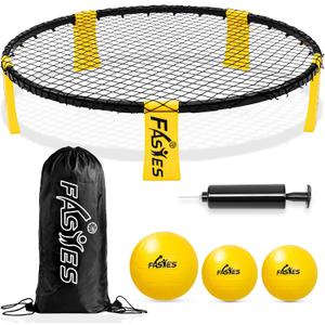 Outdoor Beach Ball Game Includes 3 Balls, Net and Carrying Bag -Roundnet Game Set for Adults, Kids, and Family - Perfect for Beach, Yard, Lawn, Backyard, and Park