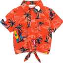 Marvel Spider-Man Matching Family Hawaiian Button Down Shirt Toddler to Adult Sizes (2T) (Tropical Island, Red)