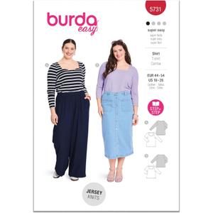 Burda X05731BURDA Misses' Curvy T-Shirt Sewing Pattern Packet, Design Code B5731, Sizes 18-28 (44-54)
