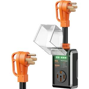 50 amp Surge Protector for RV, 2026 Upgraded 16000J Surge Protection RV Circuit Analyzer, RV Surge Voltage Protector with Waterproof Cover, RV Plug Adapter for Camper, Travel Trailers