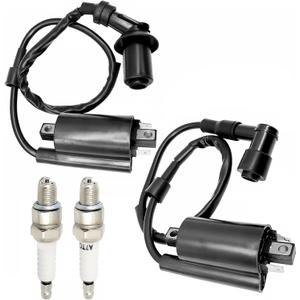 2 Set AM120732 Ignition Coil and Spark Plug Kit fit for Kawasaki Mule 2510 3010 4000 4010 KAF 620 650 FD620D FD611V FD661D FD440V FD501D Replace 21121-2083 21121-2064 21121-2076 21121-2092 21121-0029