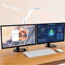 Micomlan Led Desk Lamp for Home Office, White Architect Desk Lamp with Clamp for Crafting, 24W Bright Rotatable Led Table Light Stepless Dimming Tempering Wide Computer Light with Atmosphere Lighting