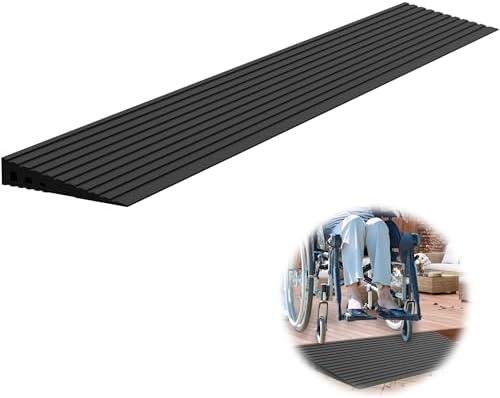 Nuvium 1" Rise Threshold Ramps for Doorways, 2000 Lbs Load Capacity, 35.5" Wide Natural Rubber Power Wheelchair Ramp is Adjustable and Cuttable for Doorways, Curb, Sweeper, Power Scooters, Bathroom