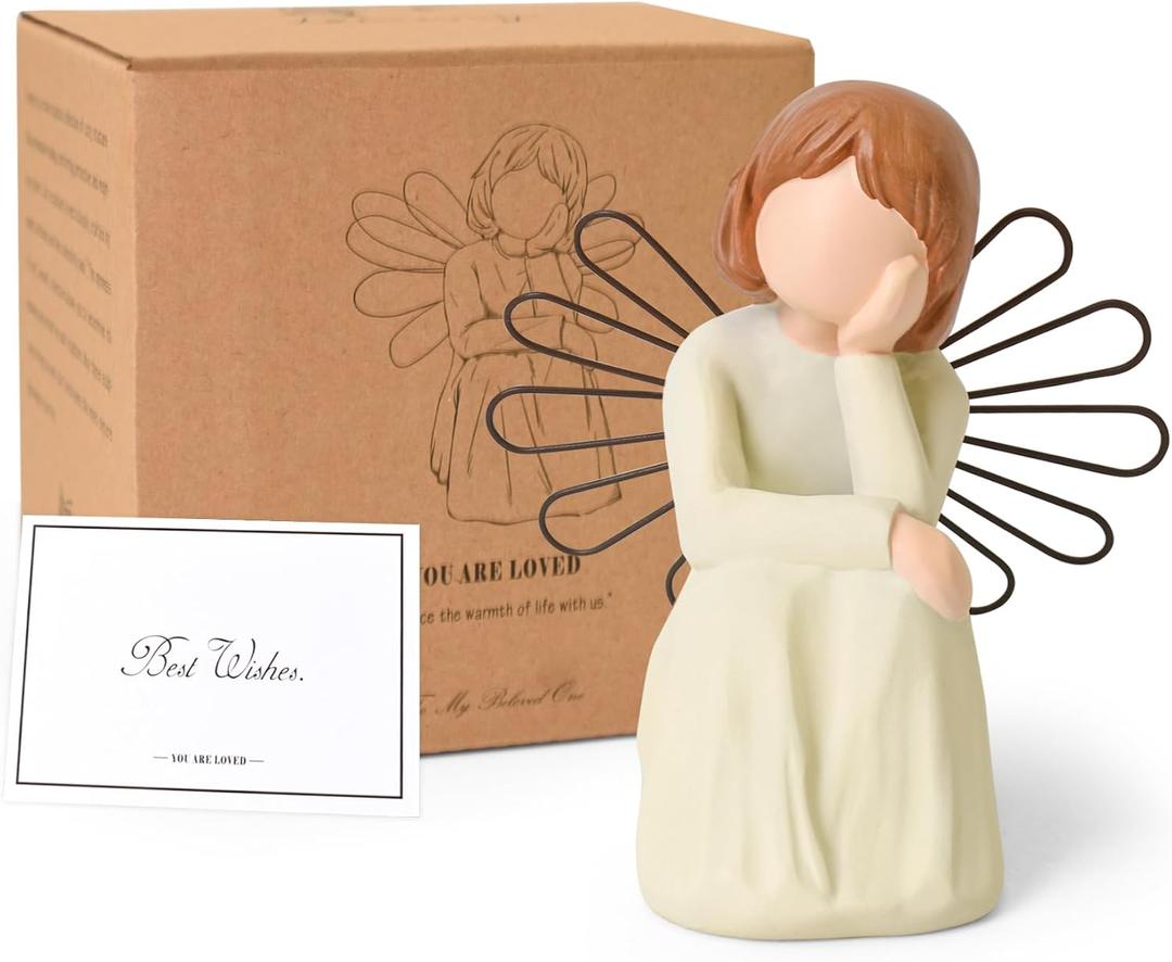 Thinker Statue for Home Decor, Bookshelf Decor Graduates Students Teachers Readers Aesthetic Thinker Angel Figurines for Library Home Office Desk