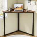 VECELO Corner Desk,Office Tables for Living Room for Small Space Triangle Computer Desk with Steel Frame Corner Shelves with Metal Frame Writing Desk for Workstation Retro Brown 33.1"