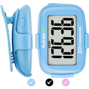 3D Step Counter Clip On with LED Backlight Pocket Pedometer for Walking Outdoor Activities Fitness Tracker Without Smartphone (BLUE)