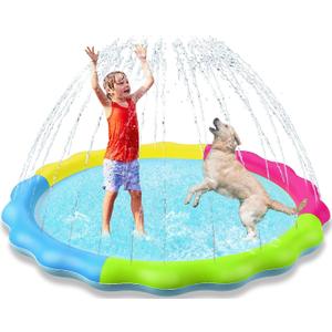 Kids Dog Splash Pad Sprinkler - Jasonwell Non Slip Dog Sprinkler Pad Splash Pool Puppy Dogs Pool Summer Outdoor Water Toys Backyard Durable Splash Pad for Toddlers Kids Small Medium Large Dogs Pet, 60"