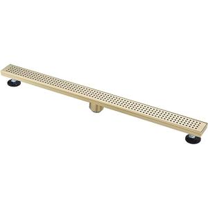 Elegant Linear Shower Drain for Water Management, Stylish Quadrato Pattern Grate, Stainless Steel Construction, Removable Hair Strainer Elegant Linear Shower Drain for Water Management, Stylish Quadrato Pattern Grate, Stainless Steel Construction, Removable Hair Strainer