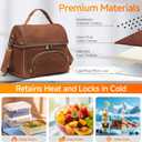 Lunch Box with Ice Packs, Waxed Canvas Lunch Bag for Men, 10.5L Leakproof Insulated Lunch Cooler for Men Work, Dual Compartment Soft Cooler for Work, Camping, Beach & Road Trips
