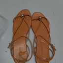 Coutgo Womens Strappy Flat Sandals Open Toe Flip Flops Sandals Ankle Strap Summer Beach Shoes (Orange) Size 11