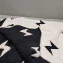 forever french Baby Plush Blanket | for Infant Toddler and Newborn | Receiving Blanket | 100% Microfiber Feather Yarn | Soft Warm Cozy for Crib Stroller & Travel (Black & White Lightning Bolt)