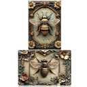 3D Bee Metal Sign 2Pcs Set Vintage Tin Poster Retro 3D Design Wall Decoration for Bar Cafe Restaurant Home Kitchen Bedroom Decor Gift 8 x 12 Inches - Bee (Style A+Style B)