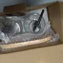 Bamboo Bathroom Accessory Set 5 Pcs, Boho Bathroom Accessories Sets Complete, Clear Bath Soap Dispenser and Toothbrush Holder Set, Soap Dish, Cotton Swab Jar, Boho Organizer