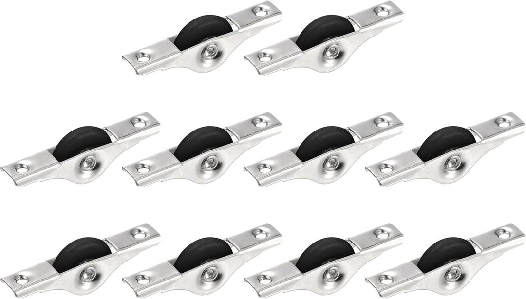 uxcell 30mm Sliding Door Nylon Pulley Window Wheels for Furniture Screen Door Wardrobe Cupboard Closet with Screws, 10Pcs, Black Silver Tone