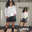 Women's Cropped Cardigan Sweaters Long Sleeve V-Neck Button Down Lightweight Sweaters (White, XL)