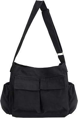 VODIU Messenger Bag Large Canvas Hobo Crossbody Tote for Women/Men, Shoulder Laptop Bag with Multi Pockets for Work,Travel