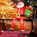 8 FT Music Christmas Inflatable with LED Lights & Music Box, Long Leg Hanging Santa Claus with Gift Bag, Music Blow Up Decoration for Roof Window Wall Yard Outdoor Xmas